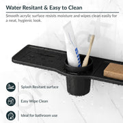 Plantex Double Soap Dish with Tumbler Holder/Acrylic Soap Stand with Tumbler for Bathroom/Soap Holder/Bathroom Accessories - Pack of 1 (VIB-119, Black)