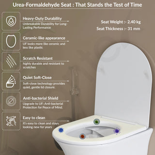 Plantex Ceramic Wall Hung Commode for Toilet/Rimless Washdown Western Commode/Commode with Soft Closing Toilet Seat - P Trap (Glossy White)