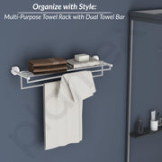 Plantex 304 Grade Stainless Steel 24 inch Folding Towel Rack for Bathroom/Towel Stand/Hanger/Towel Bar/Bathroom Accessories - Oreo (Chrome)