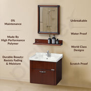 Plantex Wall Mount Vanity Cabinet with Washbasin and Mirror/Unbrekable Bathroom Organizer/Washbasin with Cabinet (Brown)