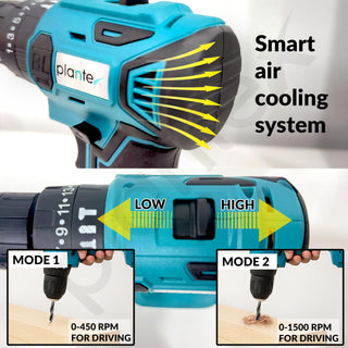 Plantex 21V Cordless Impact Drill Machine with battery & charger/Screwdriver/10mm Keyless Chuck/Torque 1500 RPM/Reversible Variable Speed for Walls Woods Metal - (Blue & Black)