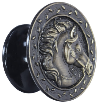 Plantex Horse Face Brass-Antique Cabinet Round Drawer Pulls and Knobs Handle - Pack of 6 Pieces