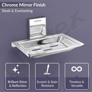 Plantex 304 Grade Stainless Steel Single Soap Dish/Soap Stand/Soap Case/Soap Storage for Bathroom - Crystal (1401-Chrome)