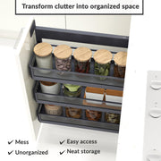 Plantex Pull Out Cabinet Organizer/Kitchen Cabinet Side Mounted Bottle Pull Out Unit/3-Tier Organizer with Soft Close/Heavy-Duty Storage for Modular Kitchen - (250mm, Grey)