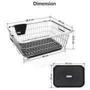 Plantex Stainless Steel Dish Drainer Basket for Kitchen Utensils/Dish Drying Rack with Drainer/Bartan Basket/Plate Stand(Size- 58.5x44.5x23.5 CM - Chrome Finish)