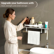 Plantex Stainless Steel Bathroom Shelf/Multipurpose Bathroom Shelf For Wall/Attached Tumbler and Napkin Holder For WashBasin(15 Inches)