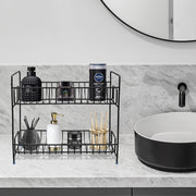 Plantex Stainless Steel Multipurpose 2-Tier Bathroom Organizer Shelf/Stand for Kitchen/Storage organizer for Kitchen/Bathroom and Kitchen Accessories (Black)