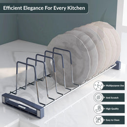 Plantex Stainless Steel Thali Stand/Dish Rack/Plate Stand/Plate Rack for Modular Kitchen/Tandem Box Accessories (Chrome)