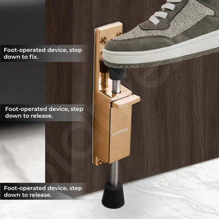 Plantex Kickdown Door Stopper Spring Loaded Telescopic Step On/Off Door Stopper Rubber, Adjustable Heavy Duty Door Locks Holder Stop/Release by Foot - Pack of 1 (Rose Gold)