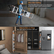 Plantex Secura 5 Step Aluminium Ladder for Home/Foldable Ladder with Support Hand Rail (Orange-Silver)
