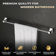 Plantex Towel Rod for Bathroom/Pure Brass Towel Hanger/24in Towel Holder/Bathroom Accessories - Pack of 1 (APS-DL-11, Chrome)