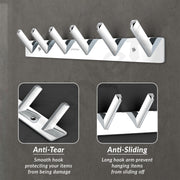 Plantex Wall Hooks for Hanging Cloth/Stainless Steel Towel Hangers/Bathroom Robe Hooks/Door Hangers/Square Wall Hook/Hook Rail for Hanging Keys - 6 Hooks (Pack of 1, Chrome)