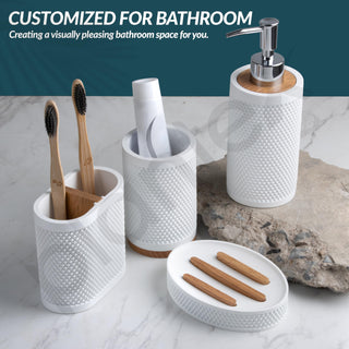 Plantex Polyresin Bathroom Accessories Set Soap Dispenser/Toothbrush Holder/Tumbler Holder/Soap Dish - 4 Piece(922)