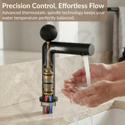 Plantex Brass Wash Basin Mixer Tap/Thermostatic Hot & Cold Basin Mixer Faucet/Deck Mount Pillar Spout for Bathroom Sink - Pack of 1 (APS-4601, Black Matt)