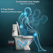 Plantex Platinum Ceramic Commode/S Trap One Piece Western Toilet/Rim Washdown Flush Commode with Soft Close Toilet Seat Cover (White)