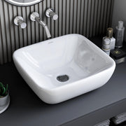 Plantex Ceramic Wash Basin/Tabletop Wash Basin with 10 Years Glaze Warranty by Plantex/Wash Basin for Bathroom/Restaurant (Glossy White, 18.5 x 16.5 x 7 Inch)