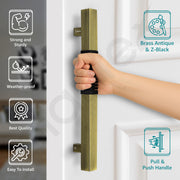 Plantex Door Handle/Stainless Steel Handle for Main Door/12 Inch Pull-Push Handle for Home/Office/Hotel - Pack of 1 (Brass Antique and Black) - 3 Years Warranty
