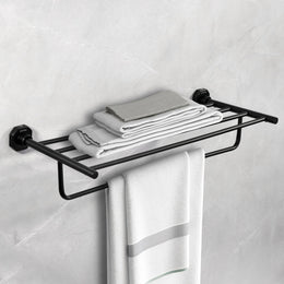 Plantex 304 Grade Stainless Steel Towel Rack for Bathroom/Towel Stand with Hook/Hanger for Cloth/Bathroom Accessories - Nipron (24Inch - Black)
