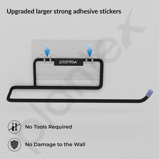 Plantex Self Adhesive GI Steel Toilet Paper Holder Self Adhesive/Toilet Paper Roll Holder/Tissue Paper Roll Holder for Bathroom (Black - Pack of 2)