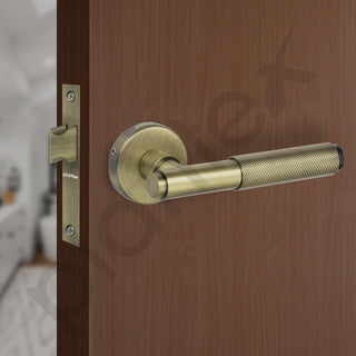 Plantex Heavy Duty Door Lock – Bathroom Door Lock/Mortise Keyless Handle Set for Home/Bathroom/Store Room/Balcony/Office with Baby Latch (603 - Brass Antique)
