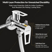 Plantex Pure Brass 2 Way Angle Valve/Angle Cock for Bathroom with Wall Flange and Teflon Tap - Pack of 1 (Chrome, 3220)