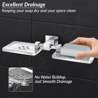Plantex 304 Grade Stainless Steel Double Soap Holder/Soap Stand/Wall Mounted Items for Bathroom Accessories - Splash (Chrome)