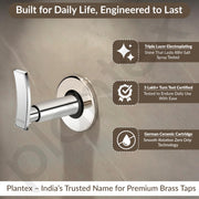 Plantex Concealed Stop Cock/15mm Pure Brass Concealed Stop Valve Tap for Bathroom with Teflon Tape & Brass Adjustable Wall Flange – (Star, Chrome)