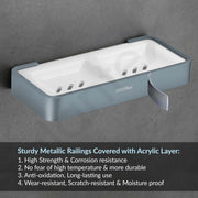Plantex Aluminium and Acrylic Dual Soap Case/Double Soap Holder for Bathroom/Soap Stand/Bathroom Accessories - (Grey and Milky White)