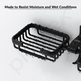 Plantex Aluminum Bathroom Dual Soap Holder with Hook/Soap Stand/Soap Dish/Bathroom Accessories - Black
