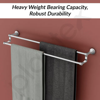Plantex Premium Stainless Steel & Aluminum Dual Towel Rod/Towel Hanger for Bathroom/Towel Stand/Bathroom Accessories (24 Inch-Chrome)