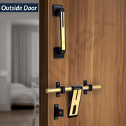 Plantex Stainless Steel Door Kit for Single Door/Door Accessories (10-inch Al-Drop,8-inch Latch,2 Handles,7-inch Tower Bolt and 4-inch Door Stopper-(Black & Gold)