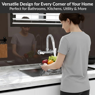 Plantex Pure Brass Sink Mixer with Double Handle Hot and Cold Water Tap for Kitchen/Bathroom Basin Faucet with Brass Wall Flange & Teflon-Tape - (COL-1014, Chrome Finish)