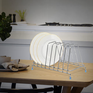 Plantex Stainless Steel Plate Rack/8 Slot Plate Stand for Kitchen Cabinet/6-Inches Dish Rack with Anti-Skid Cap Coated Leg(Pack of 1, Size-6 Inches, Slot-8)