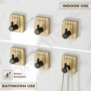 Plantex Wooden Wall Hanging Hook/Square Self Adhesive Robe Hooks for Kitchen/Bathroom/Bath Towel Hook/Stylish Home Decor Items - Pack of 4 (Black Wooden)