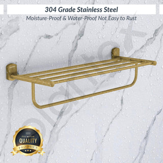 Plantex 304 Grade Stainless Steel 24 inch Towel Rack/Towel Stand/Towel Bar/Towel Hanger for Bathroom/Bathroom Accessories - Parv (Brass Antique)