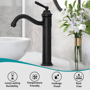 Plantex Pure Brass Basin tap/Single Lever Pillar tap for Wash Basin/Mixer tap hot and Cold- (7077-Black)