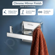 Plantex 304 Grade Stainless Steel Robe Hook/Cloth-Towel Hanger/Door Hanger-Hook/Bathroom Accessories - Pack of 1, Squaro (Chrome)