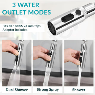 Plantex Brass Water Saving Nozzle for Kitchen Tap/Water Tap Extension with 3 Anti-Splash Modes/Upto 80% Water Saving/Fits F22 and M24 mm tap- (Chrome)