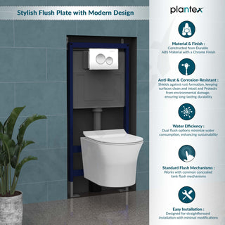 Plantex Flush Plate/Dual Flush Plate for Toilet/Mechanical Dual-Flush Faceplate/Water-Saving Technology – Pack of 1 (Chrome)