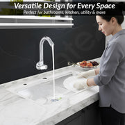 Plantex Pure Brass Sink Tap for Kitchen Basin/Swan Neck Sink Tap for Wash Basin/360 Swivel spout with Water Saving Nozzle Nal Taps - Pack of 1 (Chrome)