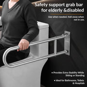 Plantex Stainless Steel 24 Inch U-Shape Handle for Bathroom Support/Bedside Anti-Slip Shower Grab Bar for Bathroom/Space-Saving Safety Bar for Shower/Toilet- (2046, Chrome)