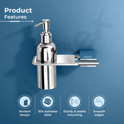 Plantex Liquid Soap Dispenser for Bathroom/304 Grade Stainless Steel Shampoo Dispenser/Hand wash Dispense/Bathroom Accessories - Pack of 1 (Regent, Chrome)