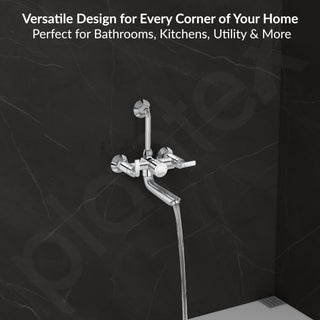 Plantex Wall Mixer for Bathroom 2 in 1 with L-Bend Provision for Overhead Shower/Mixer Tap for Bathroom with Water Saving Nozzle Tap- 7 Year Warranty (Bal-518-Chrome)
