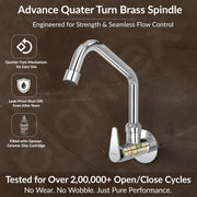 Plantex LEA-710 Pure Brass Kitchen Sink Tap with Brass Wall Flange and Teflon Tape/360Ãƒâ€šÃ‚Â° Swivel Spout Tap for Kitchen Sink -7 Year Warranty by Plantex (Mirror Chrome)