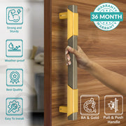 Plantex Door Handle/14 Inch Main Door Handle/Aluminium Door Handle/Pull-Push Door Handle/Door Accessories (Pack of 1, Brass Antique, Gold)