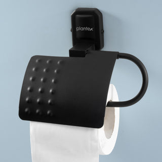 Plantex 304 Grade Stainless Steel Tissue/Toilet Paper roll Holder Stand for washroom/Bathroom Accessories - Cute (Black)