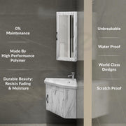 Plantex Unbrekable Wall Mount Vanity Cabinet with Washbasin and Mirror/Corner Basin with Cabinet for Bathroom (484 -White)