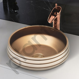 Plantex Round Wash Basin for Bathroom/Ceramic Tabletop Washbasin/Basin for Bathroom Indo-European Collection (16 x 16 x 7 Inch)