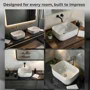 Plantex Ceramic Wash Basin for Bathroom/Table Top Washbasin with 10 Years Glaze Warranty by Plantex/Wash Basin/Basin for Restaurant/Hotel (Glossy White - 16 x 12 x 5.5 inch)
