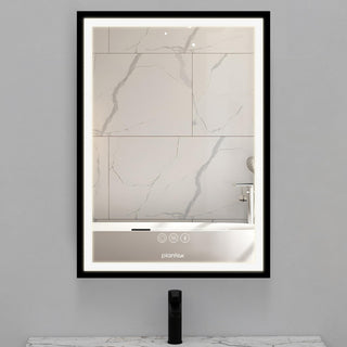 Plantex LED Mirror Cabinet for Bathroom with Defogger and Bluetooth/Bathroom Storage Organizer/Shelf/Bathroom Accessories - 20x28 Inch, Black